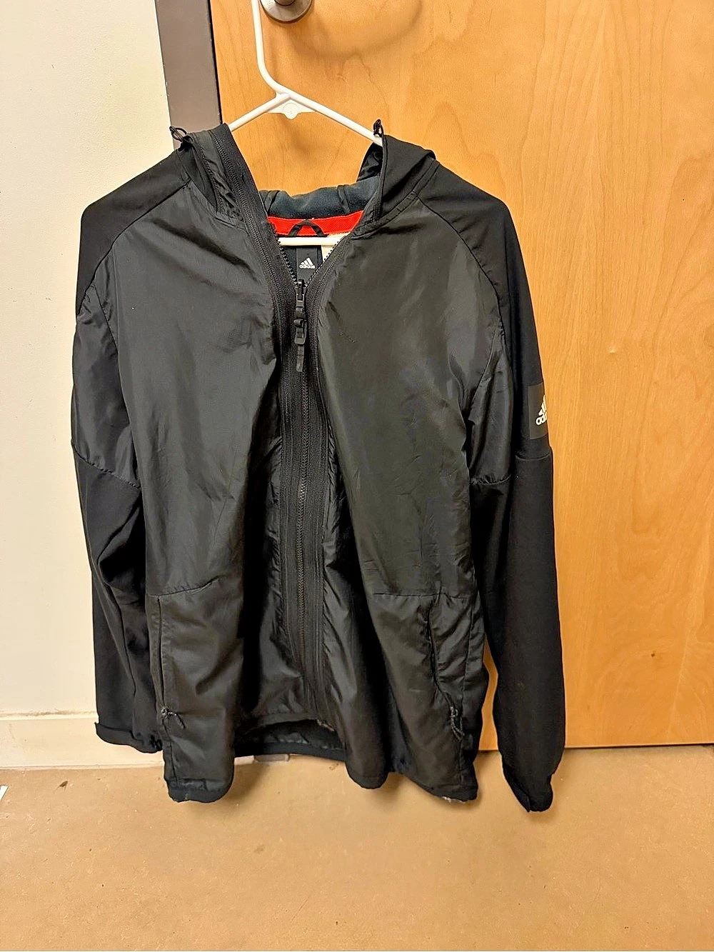 adidas Men's Black Hooded Windbreaker